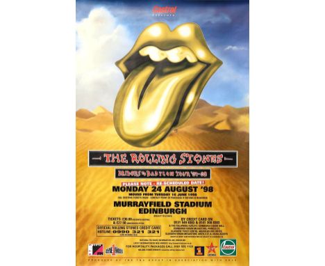 Rolling Stones Bridges To Babylon Tour poster, for Murrayfield, Edinburgh, 24th Aug 1998, 40 x 60 inches.        