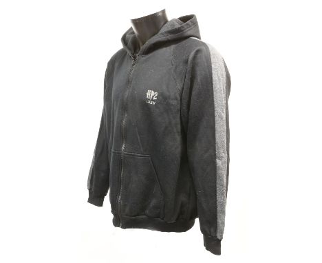 Harry Potter and the Chamber of Secrets - Cast and Crew black/grey fleece jacket with embroidered logo on chest, size large.P