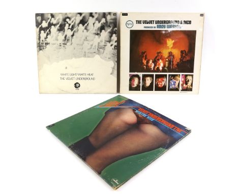 Three rare and collectable Velvet Underground 12 inch vinyl records, including an UK mono 1967 1st press VLP.9184 Velvet Unde