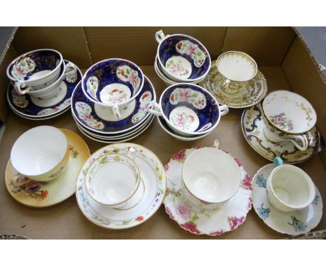 A MINTON LONDON SHAPE COFFEE CUP AND SAUCER, PAINTED WITH FLORAL BORDER, SAUCER 13CM D, PAINTED MARK, PATTERN 908, C1820, FIV