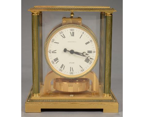 JAEGER - LECOULTRE. ATMOS VENDOME, REF 5834, A GILT BRASS ATMOS CLOCK, NO 423664 (ON A PAPER LABEL ON BASE), 25CM H, MAKER'S 