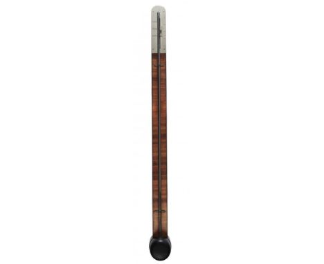 A SCOTTISH VICTORIAN MAHOGANY AND EBONY LINE INLAID EXPOSED TUBE STICK OR CISTERN BAROMETER, GARDNER, GLASGOW, C1822, THE SIL