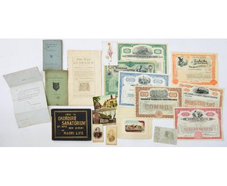 A COLLECTION OF PRINTED EPHEMERA AND OTHER ITEMS, TO INCLUDE GLAMOUR AND OTHER POSTCARDS, 19TH C PRINTS, H.M ADMIRALTY PROMOT