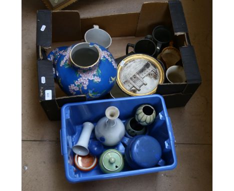 2 boxes of various ceramic vases, including Moorcroft etc 
