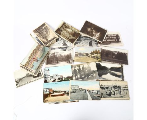 A group of Vintage loose postcards, including military and local East Sussex interest 