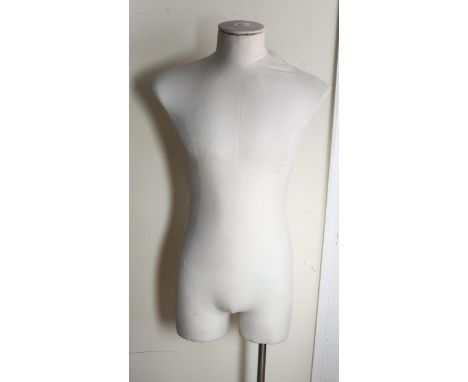 A shop mannequin torso on chrome stand, overall height 145cm 