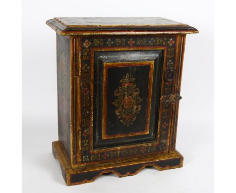 A European Folk Art painted table-top marriage cupboard, W35cm, H40cm, D20cmNo damage or repair, a few small paint chips and 