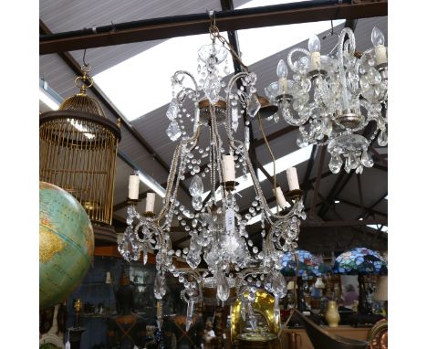 A Vintage chandelier with glass lustres, height 80cm 