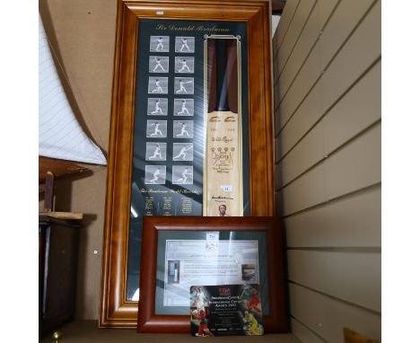 A limited edition Sir Donald Bradman cricket bat, signed with hand painted portrait by Dave Thomas, limited edition no. 146/2