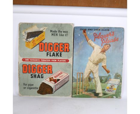 4 early 20th century cardboard pictorial cigarette advertising signs, including Ringer's A1 Light, Digger Flaker, Player's Pl