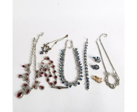 A Vintage Trifari necklace, with matching clip-on earrings and bracelet etc (2 small boxfuls) 