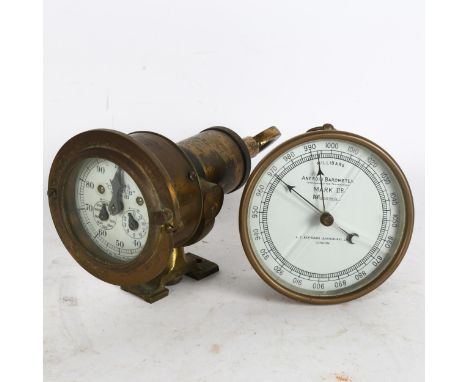 A Walker's cherub Mk III ship's barometer, and an aneroid barometer, Millibars Mk II B 