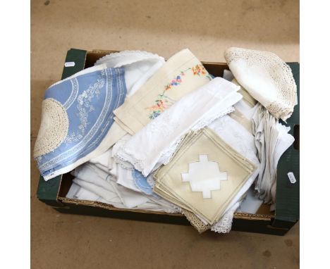 A box of Vintage table linen 