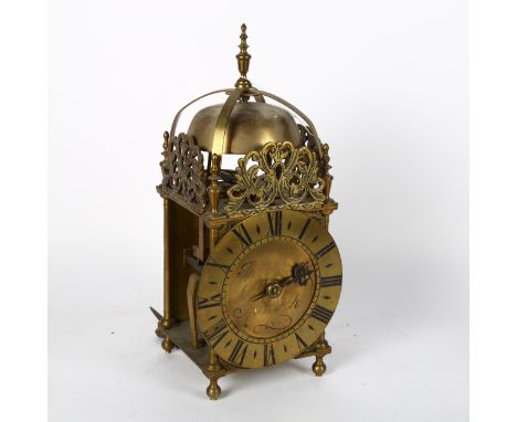 A brass lantern clock, 36cm 