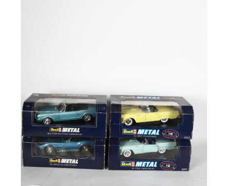 Revell Metal Masterpiece 1/18 scale diecast models, 4 in total, including 1965 Ford Mustang Convertible, 55 Ford Thunderbird 