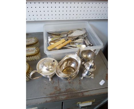 Collection of Silver plated tableware and assorted Flatware 