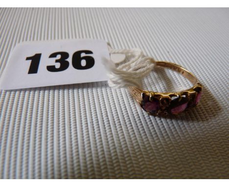 Ladies 18ct Gold Claw Set Ruby Ring, 2g total weight 