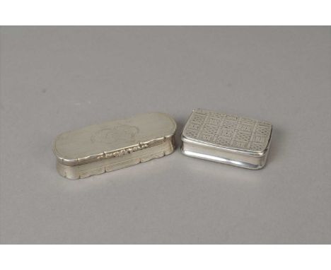 A George III silver snuff box, Matthew Linwood, Birmingham 1813, with bright cut engraved decoration, together with a further