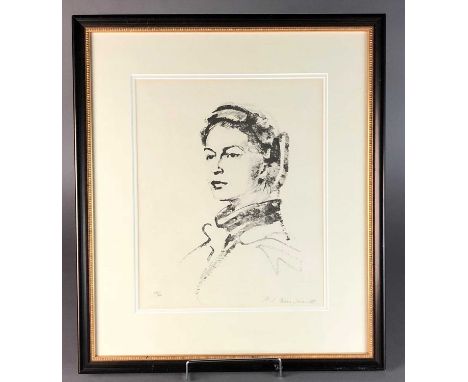 After Annigoni, portrait of the Queen Elizabeth II, signed limited edition print, 34 x 28cm