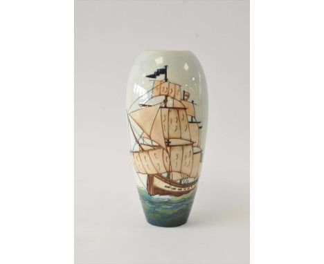 A Moorcroft 'First Fleet - HMS Sirius' vase late 20th century designed by Sally Tuffin, a limited edition numbered 14/150, im