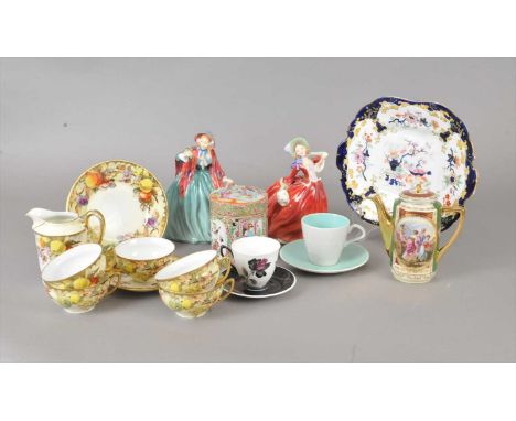 A collection of Vienna, Limoges and Continental coffeewares, together with two Royal Doulton ladies 'Lady Charmian' and 'Autu