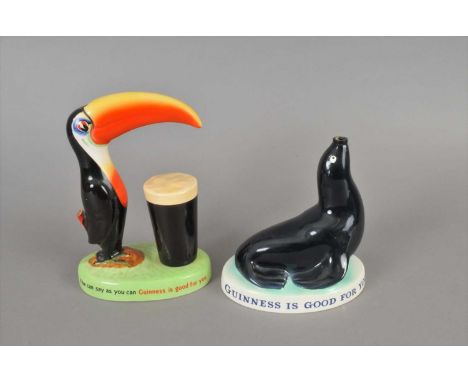 A Carlton Ware 'Guinness is Good For You' table lamp base (lacking shade), 19cm high and a Carlton Ware Toucan and Pint lamp 