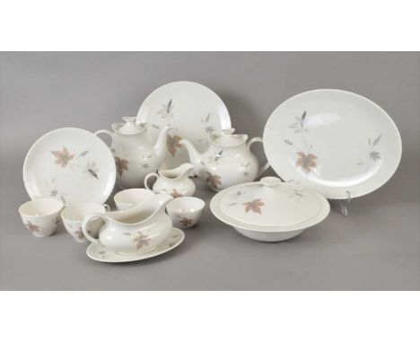 A Royal Doulton 'Tumbling Leaves' dinner, tea and coffee service 20th century including coffee pot and cover, teapot and cove