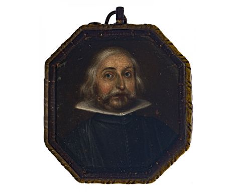 Spanish school of the first half of the 17th century."Portrait of a gentleman.Oil on copper.It presents original frame in iro