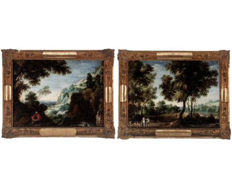 Flemish school of the 17th century.Pair of "Country scenes".Oil on canvas.With documentation of Fine Art, Restoration Co.Size