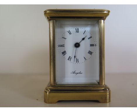 A circa 1900, French miniature carriage clock by Angelus, with key, currently running in the saleroom, approximately 6.5cm hi