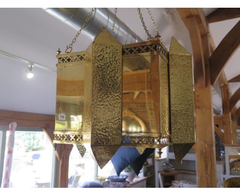An ornate brass hanging light fitting - 40cm square 