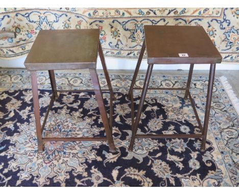 A pair of early 20th Century industrial stools - ideal for use as lamp or occasional tables - 49cm H 