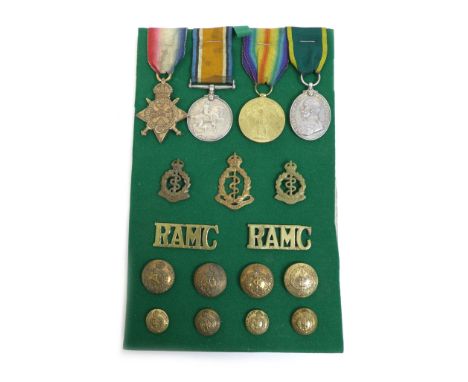 A group of four WWI medals, for 379001 Pte. H Heslop Royal Army Medical Corps, comprising a George V Territorial Force Effici