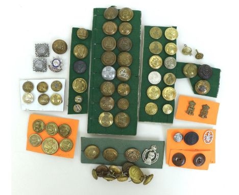 A collection of over sixty British Military and naval buttons, including Logan Rifles, Royal Army Dental Corps, Ancient and H