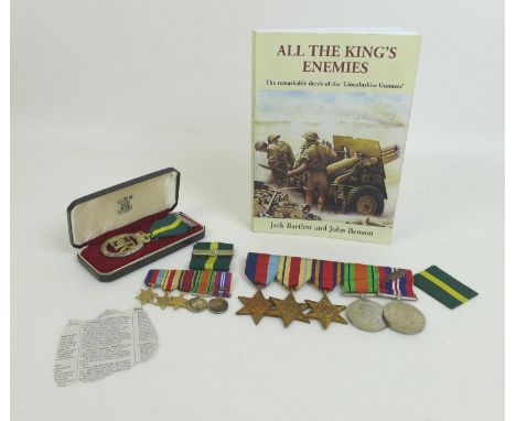 A WWII medal group and miniatures, possibly awarded to Major Neil Stafford Hotchkin, 1939-1945 Star, Africa Star, Burma Star,