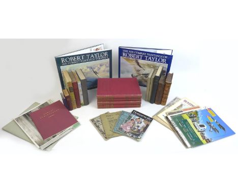 A collection of military themed and general interest books, including two Robert Taylor books 'The Air Combat Paintings of Ro
