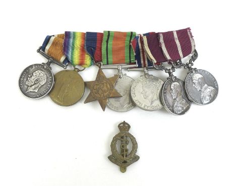 A group of WWI and WWII medals, bearing the name '2210 A.S.  Sgt. W. Fletcher RAMC (Royal Army Medical Corps)', comprising Ge