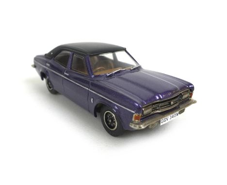 A limited edition Viscount models die cast 1/43 scale classic car, No. 2 Ford Cortina Mk. III 2000 E, in purple, with certifi