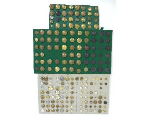 Over one hundred and fifty British military and naval buttons, including Tank Corps, Duke of Cornwall's Light Infantry, Royal