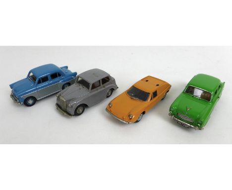 Four 1/43 scale die cast model classic cars, comprising a limited edition G &amp; W Engineering 1959 Standard Pennant in two 