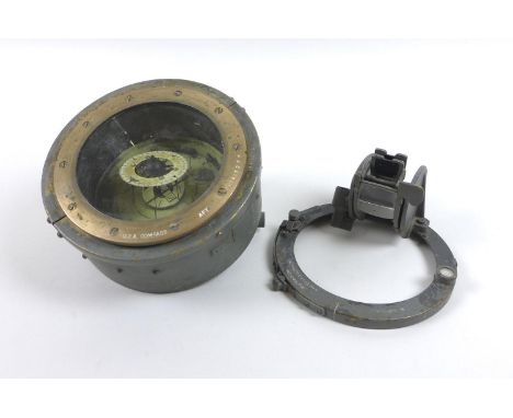 A WWII Air Ministry 0.2.A. compass, reference number '6A/892', together with an Azimuth Circle NO. 4, 'REF NO. 6A/89', both a