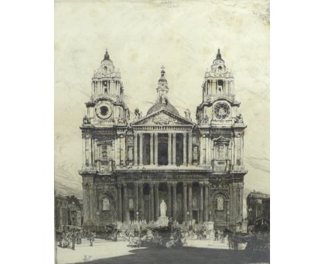 William Walker (1878-1961), St. Paul's cathedral, etching, signed in pencil, 39 by 32cm, mounted, glazed and framed, 52.5 by 