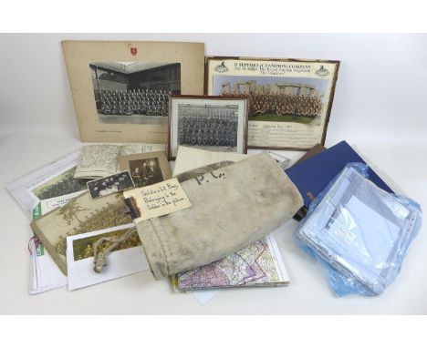 A collection of assorted British army ephemera, including a Home Guard regimental photograph of  No. 5 Platoon "A" Company 3r