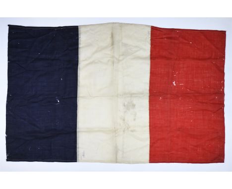 A vintage French national tricolour flag, of multi-piece cotton construction, 140 cm x 88 cm