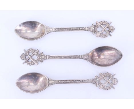 Three early 20th Century electroplate rifle marksmanship trophy spoons, 11.5 cm