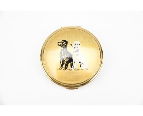 A vintage Stratton compact, decorated with poodles, 8 cm