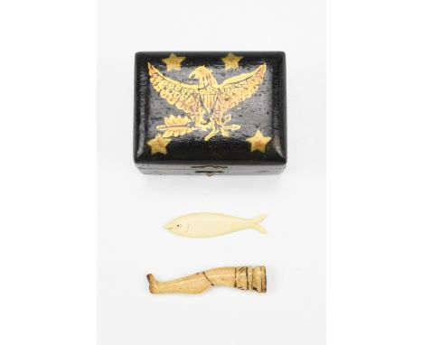A small quantity of 19th Century and later curios, including two intaglio engraved semi-precious stone tokens, a silver and m