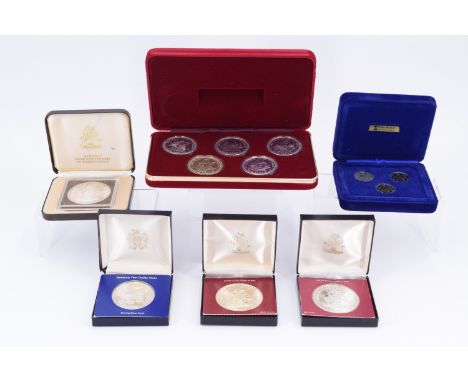 A group of silver proof coins, including 1974 and 1976 Bahamas "Ten-Dollar Independence Day" coins, a 1978 Bahamas "5th Anniv