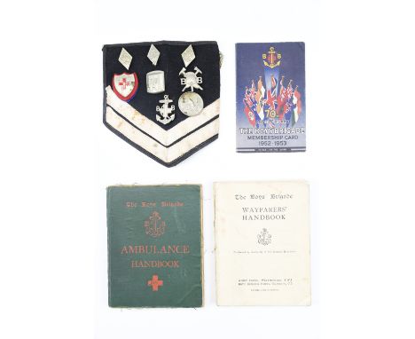A group of vintage Boys' Brigade badges, insignia and printed matter