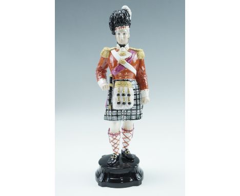 A Royal Worcester figurine of an officer of the Seaforth Highlanders, 1812, model No. 2659, late 20th Century, 29.5 cm